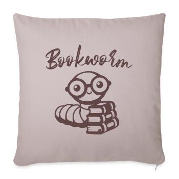 Bücherwurm mit Büchern - Sofakissenbezug 45 x 45 cm - helles Taupe - Vorne