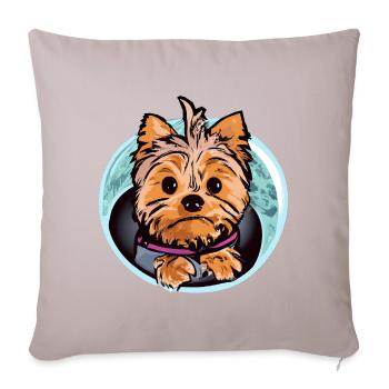 Yorkshire Terrier dans Space Dog Lover Yorkie - Housse de coussin décorative 45 x 45 cm - taupe clair - Devant