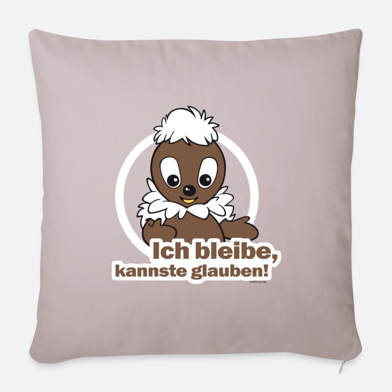 Pittiplatsch Ich bleibe, kannste glauben! - Sofakissenbezug 45 x 45 cm - helles Taupe