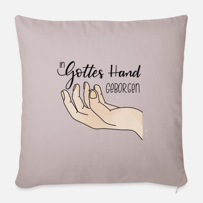 In Gottes Hand geborgen - Sofakissenbezug 45 x 45 cm - helles Taupe