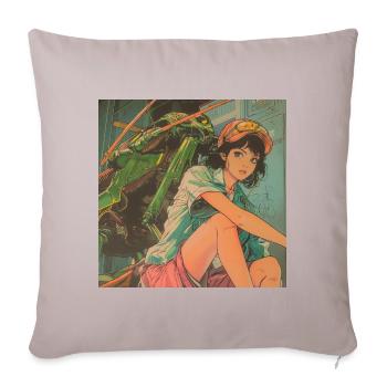 Anime des années 80 Anime Teen Calmant Impression de mode de haute qualité - Housse de coussin décorative 45 x 45 cm - taupe clair - Devant