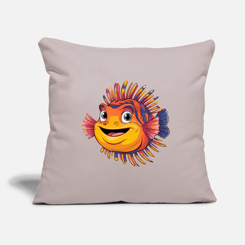 Poisson-lion rieur coloré Poisson corail Housse de coussin décorative 45 x 45 cm