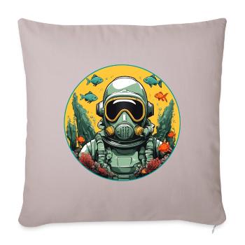 Casque de plongée avec des poissons au fond de la mer - Housse de coussin décorative 45 x 45 cm - taupe clair - Devant