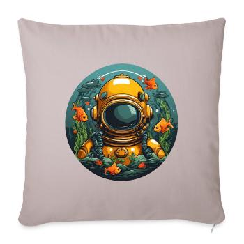 Diving helmet with fish on the bottom of the sea - Sofa pillowcase 17,3'' x 17,3'' (45 x 45 cm) - light taupe - Front