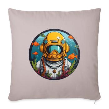 Diving helmet with fish on the bottom of the sea - Sofa pillowcase 17,3'' x 17,3'' (45 x 45 cm) - light taupe - Front