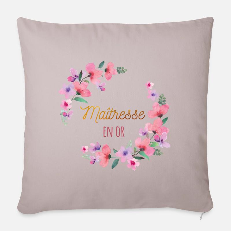 Maîtresse en or - Housse de coussin décorative 45 x 45 cm - taupe clair