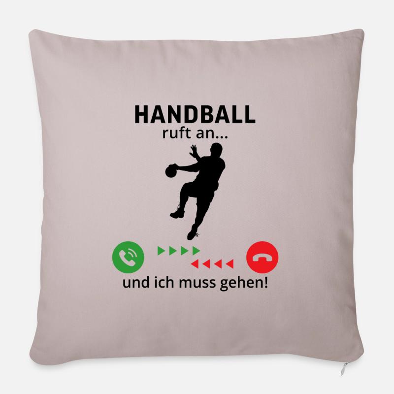 handball ruft an und ich muss gehen - Sofakissenbezug 45 x 45 cm - helles Taupe