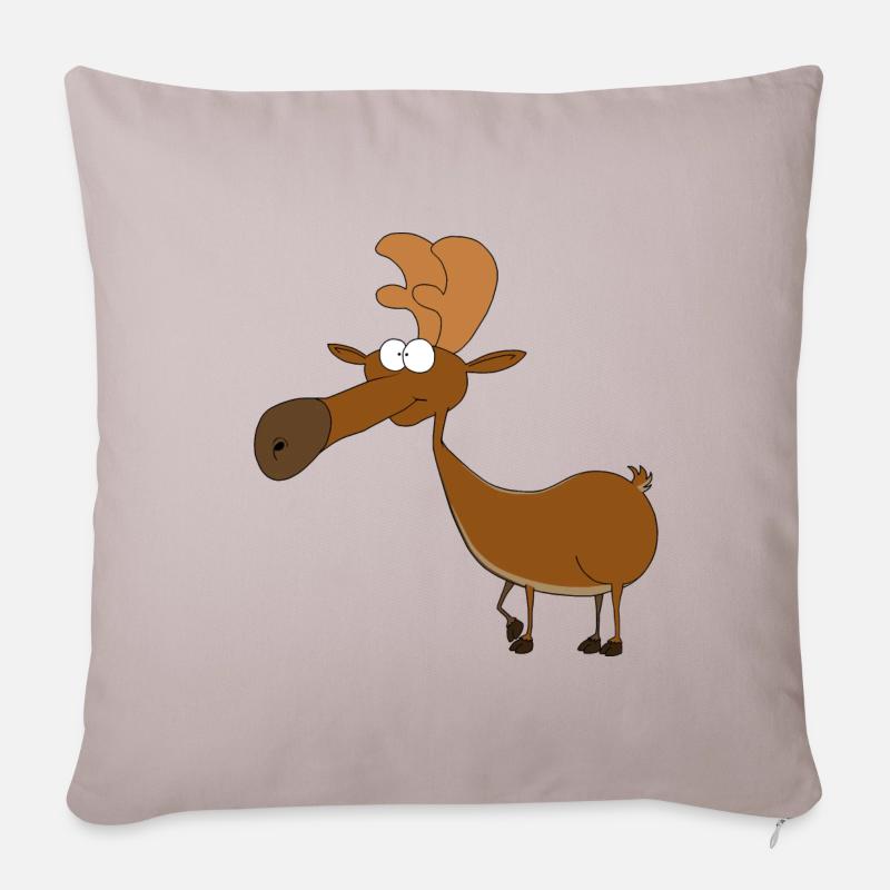 Lustiger Elch Comic in Farbe - Sofakissenbezug 45 x 45 cm - helles Taupe