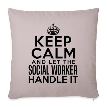 Cadeau de titre de profession de travailleur social - Housse de coussin décorative 45 x 45 cm - taupe clair - Devant