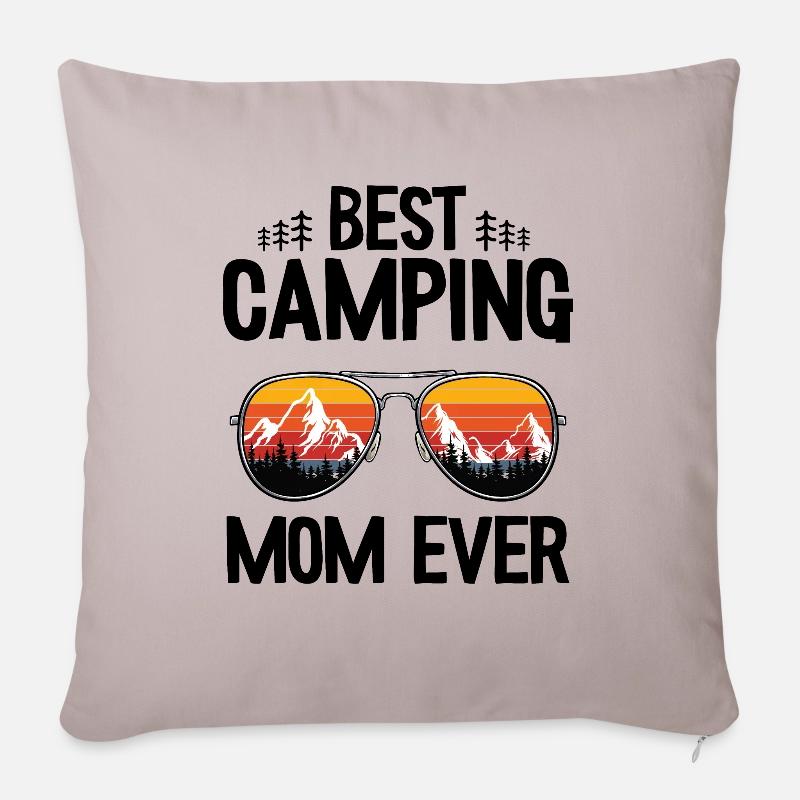 Beste Camping Mama Camper Muttertag Wohnwagen - Sofakissenbezug 45 x 45 cm - helles Taupe