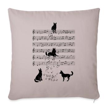 Cadeau de partition de musique de chien de berger belge - Housse de coussin décorative 45 x 45 cm - taupe clair - Devant
