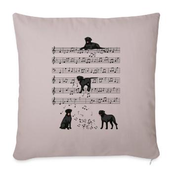 Schwarzer Labrador Hund Musik Noten Geschenk - Sofakissenbezug 45 x 45 cm - helles Taupe - Vorne