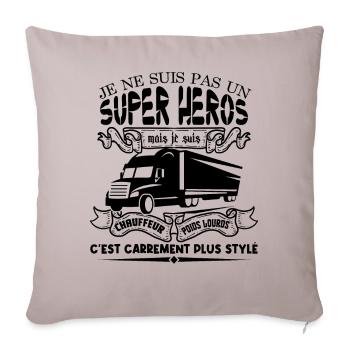 chauffeur camion | Fan de Camions super héros - Housse de coussin décorative 45 x 45 cm - taupe clair - Devant