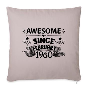 February 1960 | Awesome 1960 | born in February - Housse de coussin décorative 45 x 45 cm - taupe clair - Devant