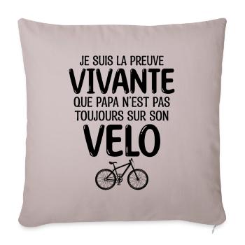 Mon Papa fait du Vélo fêtes des pères - Housse de coussin décorative 45 x 45 cm - taupe clair - Devant
