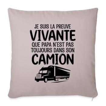 Papa chauffeur de camion fan de camion !! - Housse de coussin décorative 45 x 45 cm - taupe clair - Devant