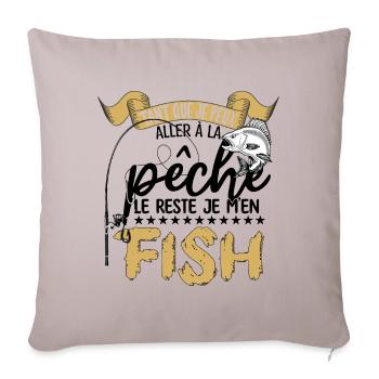 je m'en fish | la pêche le reste je m'en fish - Housse de coussin décorative 45 x 45 cm - taupe clair - Devant