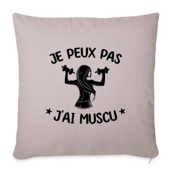 fille musculation la muscu je peux pas j'ai muscu - Housse de coussin décorative 45 x 45 cm - taupe clair - Devant