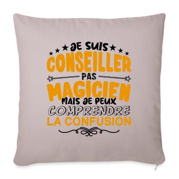 Conseiller pas Magicien | le Meilleur Conseiller - Housse de coussin décorative 45 x 45 cm - taupe clair - Devant