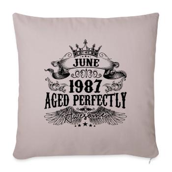 1987 | June Aged Perfectly 1987 Geburtstagsgeschenk - Sofakissenbezug 45 x 45 cm - helles Taupe - Vorne