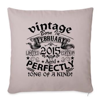 Février 2015 | Vintage 2015 | né en Février - Housse de coussin décorative 45 x 45 cm - taupe clair - Devant