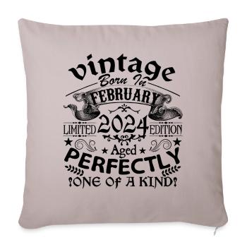 February 2024 | Vintage 2024 | born in February - Sofa pillowcase 17,3'' x 17,3'' (45 x 45 cm) - light taupe - Front