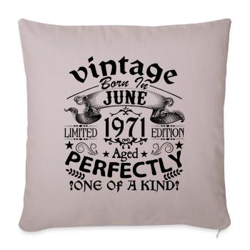 Juin 1971 | Vintage 1971 | né en Juin - Housse de coussin décorative 45 x 45 cm - taupe clair - Devant