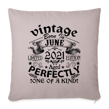 June 2021 | Vintage 2021 | born in June - Sofa pillowcase 17,3'' x 17,3'' (45 x 45 cm) - light taupe - Front