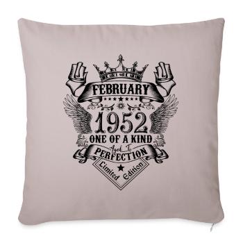 Anniversaire Février 1952 né en Février 1952 - Housse de coussin décorative 45 x 45 cm - taupe clair - Devant