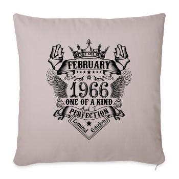 Anniversaire Février 1966 né en Février 1966 - Housse de coussin décorative 45 x 45 cm - taupe clair - Devant