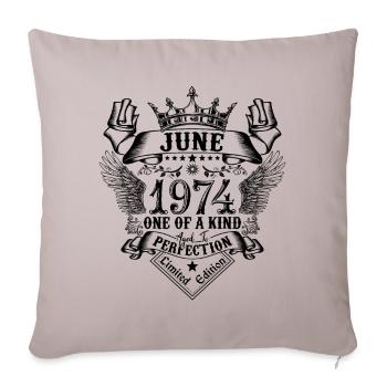 Anniversaire Juin 1974 né en Juin 1974 - Housse de coussin décorative 45 x 45 cm - taupe clair - Devant