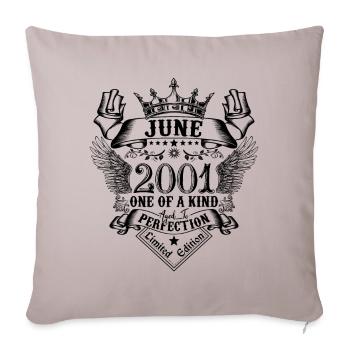 Anniversaire Juin 2001 né en Juin 2001 - Housse de coussin décorative 45 x 45 cm - taupe clair - Devant