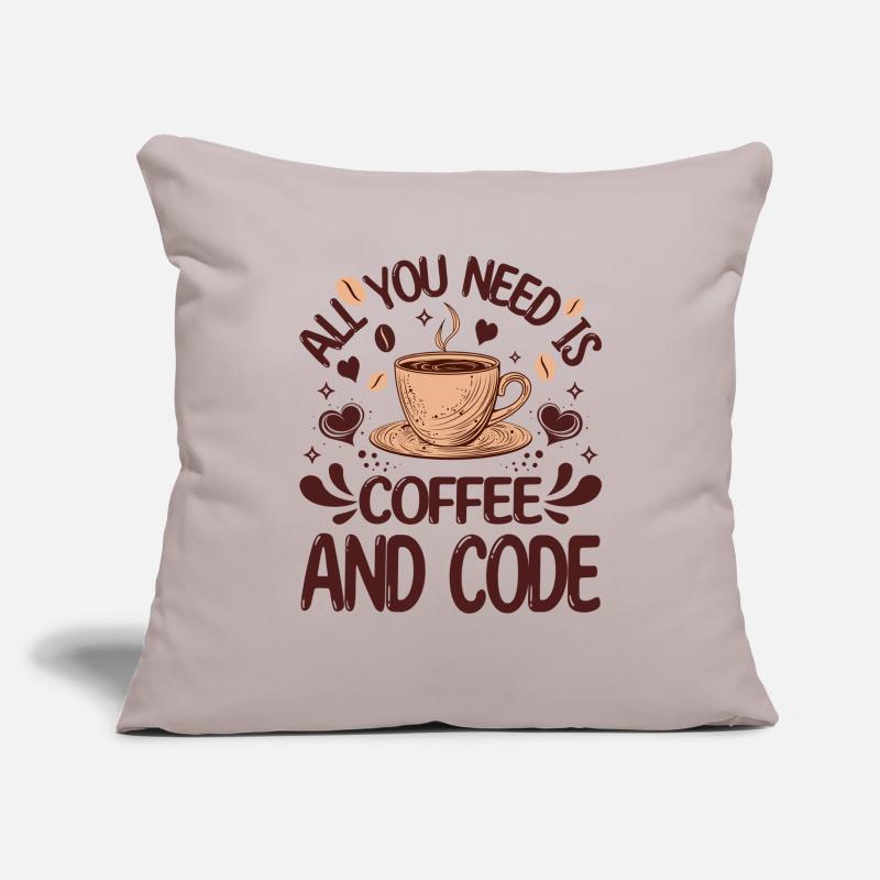 Tout ce dont vous avez besoin est du café et du code Programmeur amusant Housse de coussin décorative 45 x 45 cm