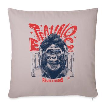 Techno Festival Shirt: Monkey & Ecstatic Revelations - Sofa pillowcase 17,3'' x 17,3'' (45 x 45 cm) - light taupe - Front