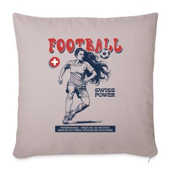 Suisse Fußballspielerin Shirt: Foulspiel mit Stil - Sofakissenbezug 45 x 45 cm - helles Taupe - Vorne