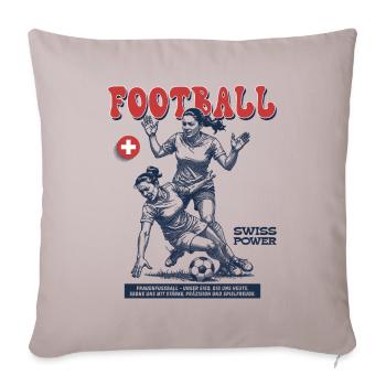 Foul mit Haltung: Schweizer Fußballerin Shirt - Sofakissenbezug 45 x 45 cm - helles Taupe - Vorne