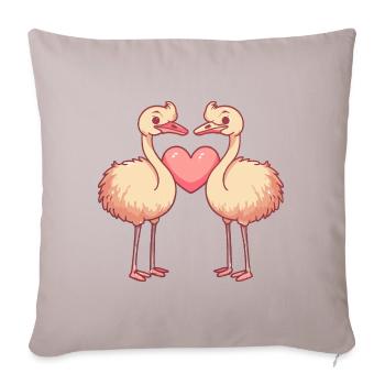 Strauß Paar Verliebt Tier Valentinstag - Sofakissenbezug 45 x 45 cm - helles Taupe - Vorne