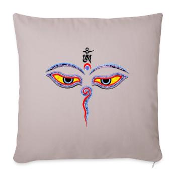 Wisdom Eyes Of Buddha - Bodhnath temple eyes 1 - Housse de coussin décorative 45 x 45 cm - taupe clair - Devant