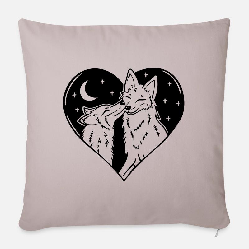 Füchse Liebe Romantik Valentinstag Herz I love you - Sofakissenbezug 45 x 45 cm - helles Taupe