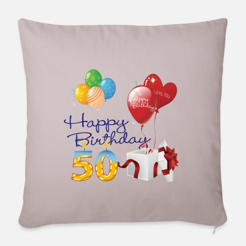 50e anniversaire - Housse de coussin décorative 45 x 45 cm - taupe clair