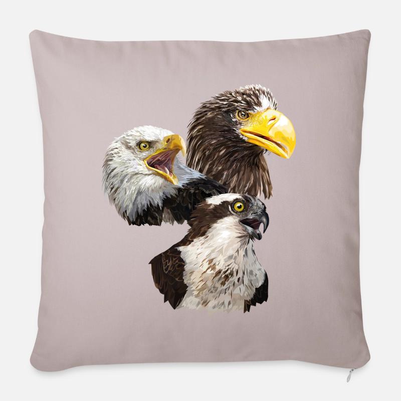 Raubvögel - Sofakissenbezug 45 x 45 cm - helles Taupe