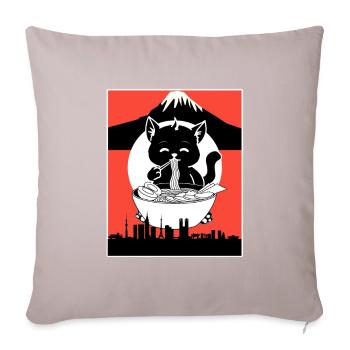 Vintage Ramen Cat Japanese Gift Kawaii - Sofa pillowcase 17,3'' x 17,3'' (45 x 45 cm) - light taupe - Front