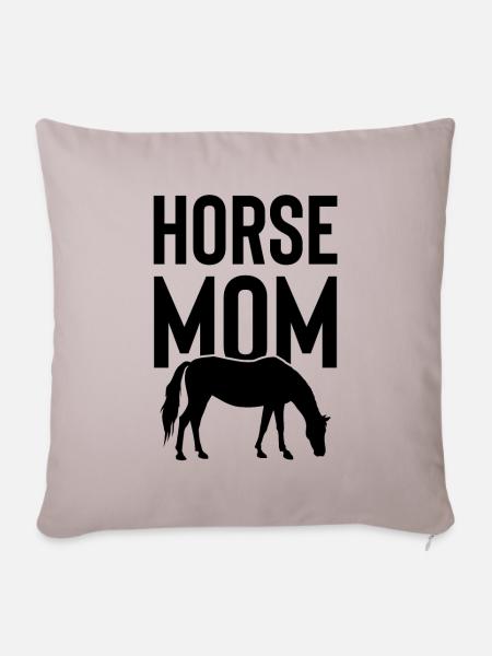 Pferde Mama - Sofakissenbezug 45 x 45 cm - helles Taupe