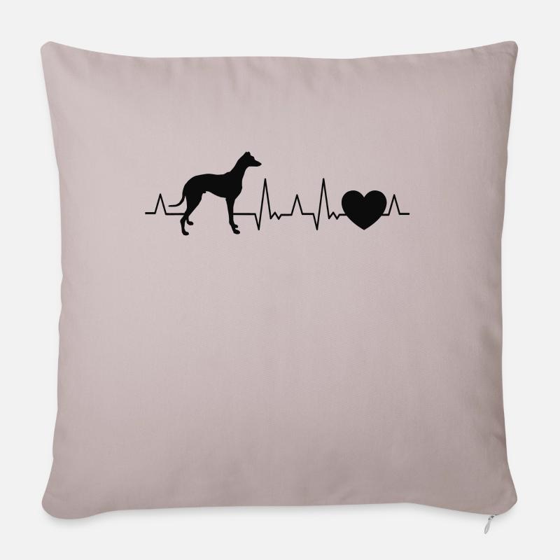 Whippet Herzschlag Windhund Sighthound - Sofakissenbezug 45 x 45 cm - helles Taupe
