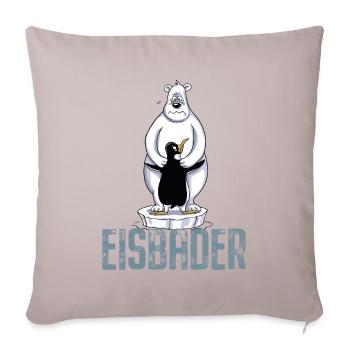 Eisbader Eisbär Pinguin Eisbaden Sauna Spa Eis - Sofakissenbezug 45 x 45 cm - helles Taupe - Vorne