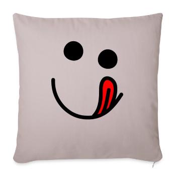 Tongue out - hungry happy face - Sofa pillowcase 17,3'' x 17,3'' (45 x 45 cm) - light taupe - Front