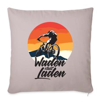 Waden statt Laden Fahrrad E-Bike Radtrikot - Sofakissenbezug 45 x 45 cm - helles Taupe - Vorne