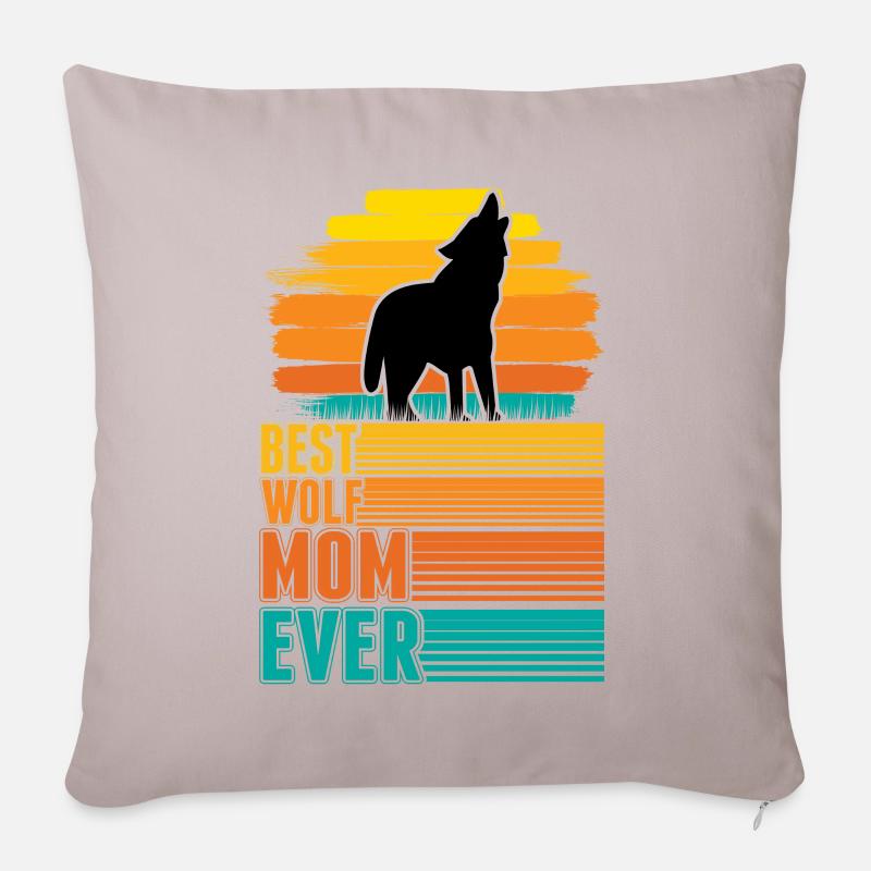 Best Wolf Mom Ever Wolf Mama - Sofakissenbezug 45 x 45 cm - helles Taupe