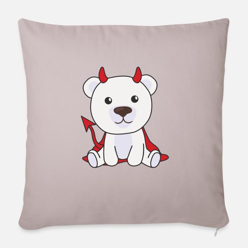 Eisbär Halloween süßer Teufel Kinder Hexen Kostüm - Sofakissenbezug 45 x 45 cm - helles Taupe