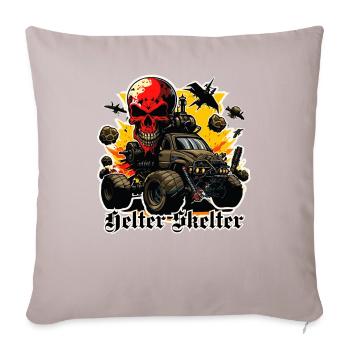 Monster truck avec crâne et plein de destruction - Housse de coussin décorative 45 x 45 cm - taupe clair - Devant